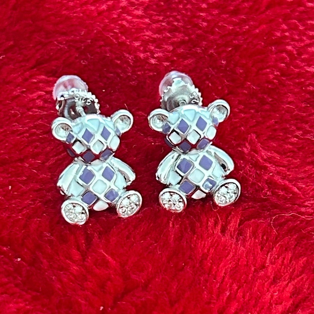 Luxury Moissanite Diamond Purple Bear screwback Earrings‎